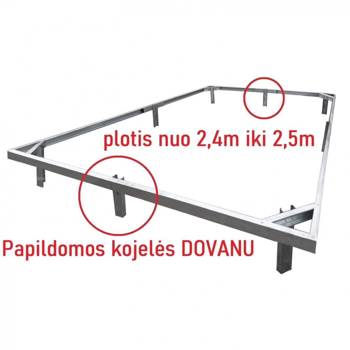 Pamatas 2,4-2,5m pločio šiltnamiams Pamatas 2,4-2,5m pločio šiltnamiams