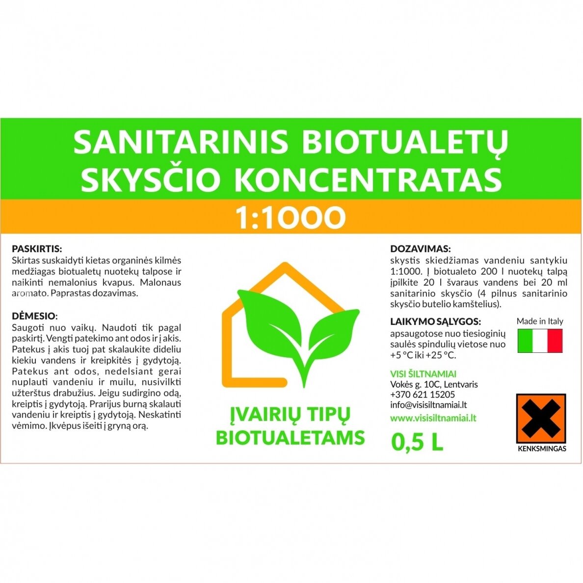 Biotualetų skysčio koncentratas UNIVERSALUS 1 Biotualetų skysčio koncentratas UNIVERSALUS 1