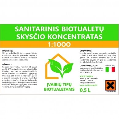 Biotualetų skysčio koncentratas UNIVERSALUS 1 Biotualetų skysčio koncentratas UNIVERSALUS 1