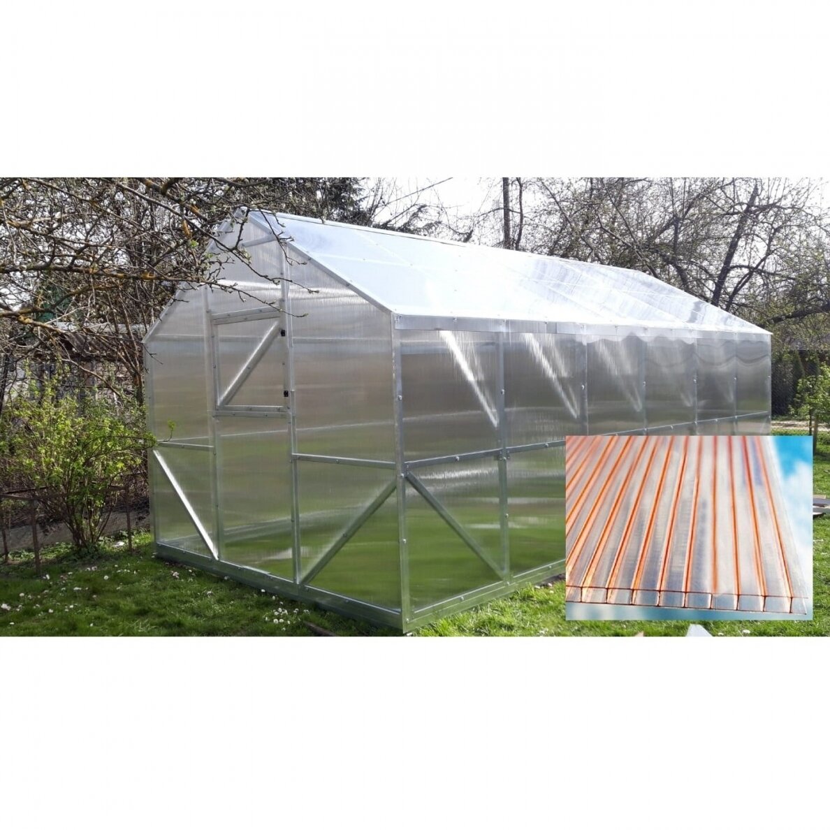 Šiltnamis CLASIC (plotis 2,5m) NANO polikarbonatas + PAMATAS DOVANU 3